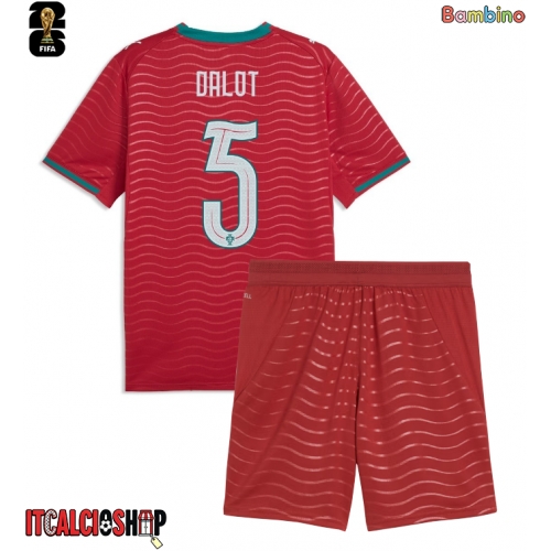 Portogallo Diogo Dalot #5 Prima Maglia Bambino Mondiali 2026 Manica Corta (+ Pantaloni corti)